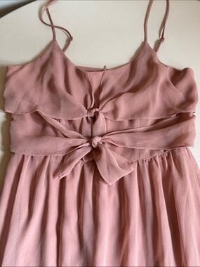 Wayf Light Pink Layered Tie-Front Maxi Dress